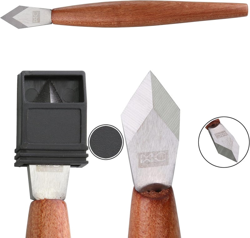 MKC Marking Knife with Plastic Protector, Marking Gauge Woodworking, Premium Woodworking Tool with High Speed Steel Sharp Blade, Beautiful Rose Wood Handle - Image 2